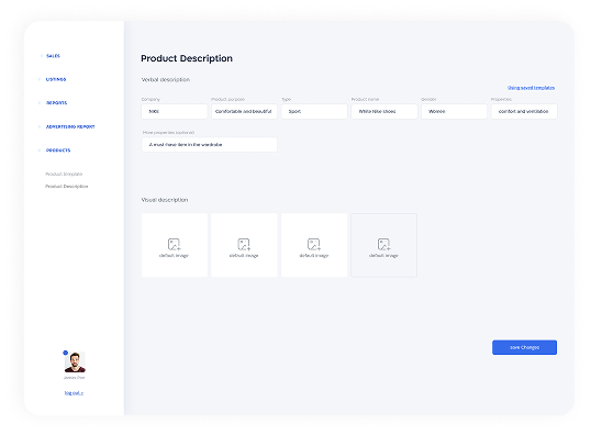 Create product description screen