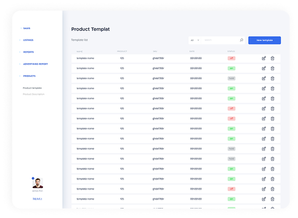 Product template list